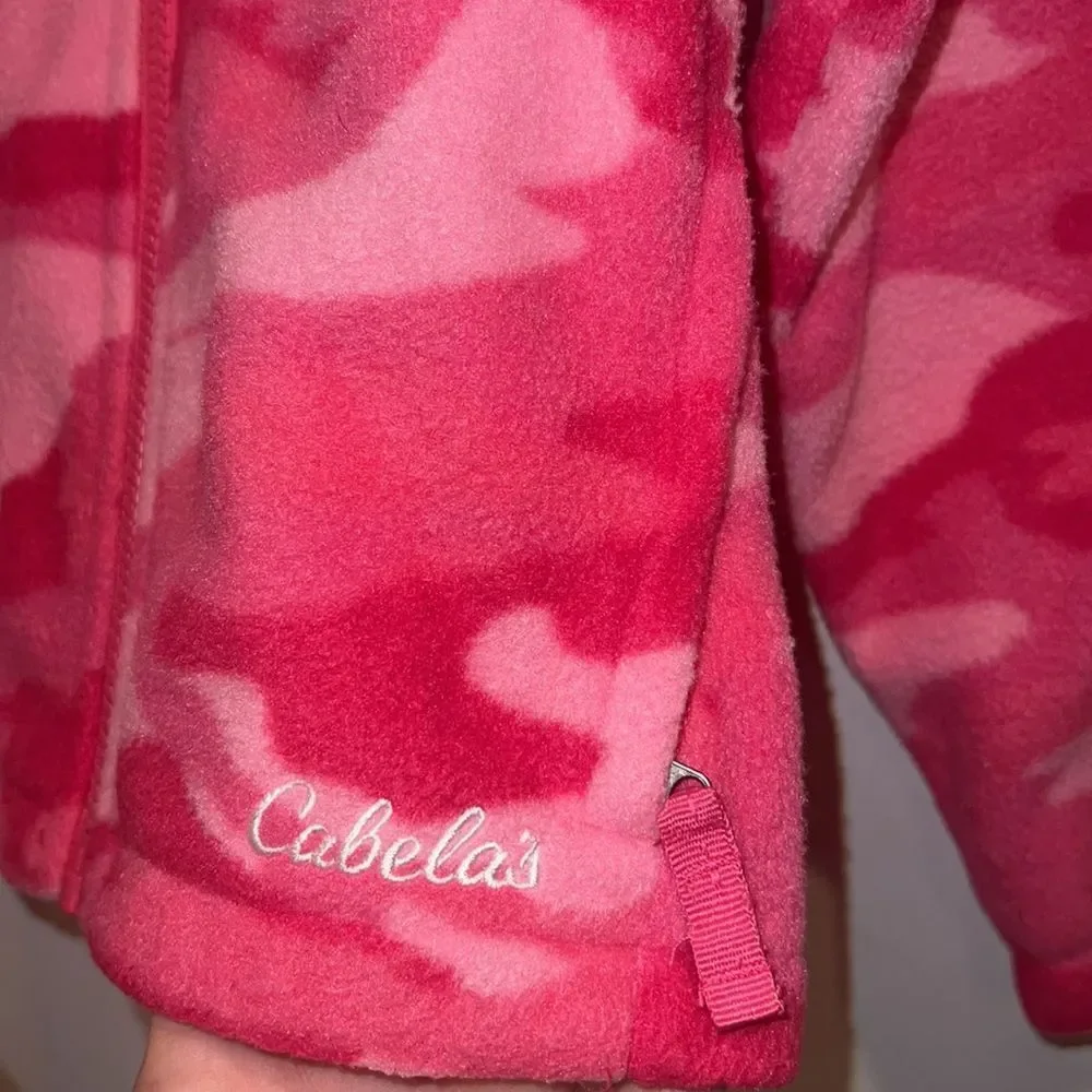 Cabela’s little girl youth XS 4/5 pink warm fleece Camo camouflage  jacket